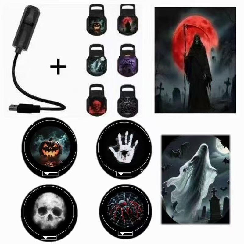 Planche des disques de projection Halloween et câble de recharge