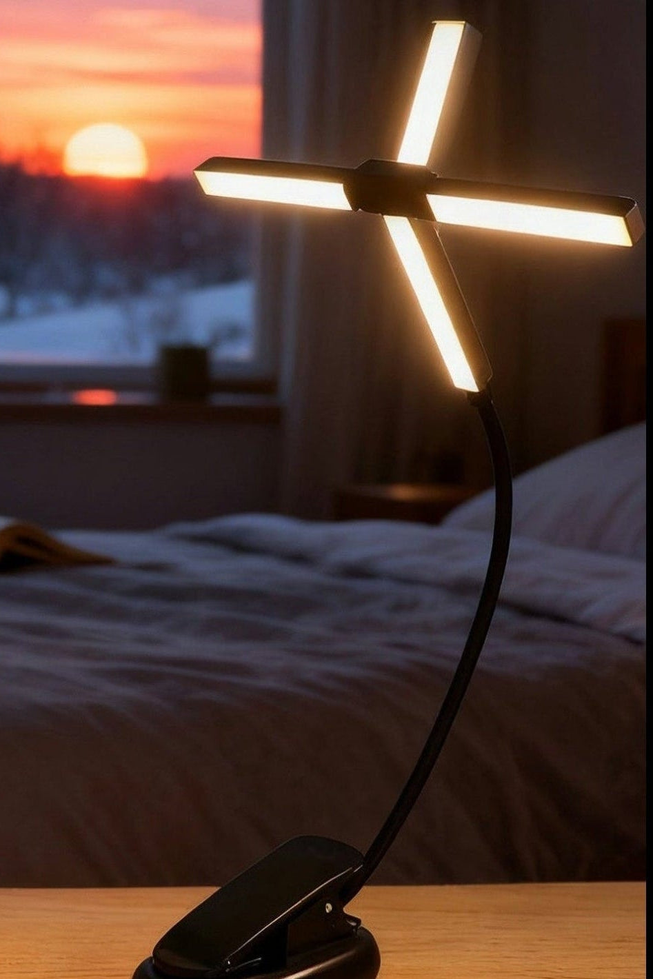 Lampe de lecture LED pliable à double tête